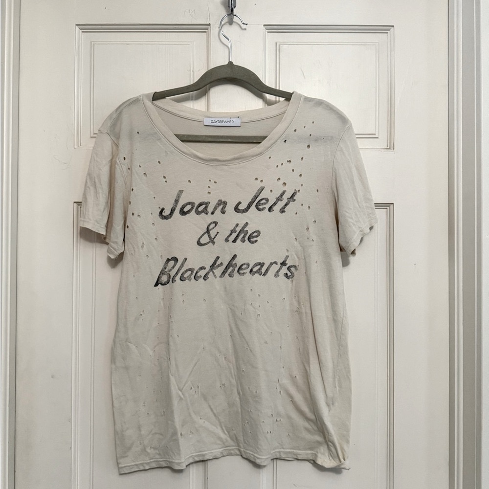 Daydreamer Joan Jett & the Blackhearts Distressed T-Shirt Cream Size Medium - Picture 6 of 9